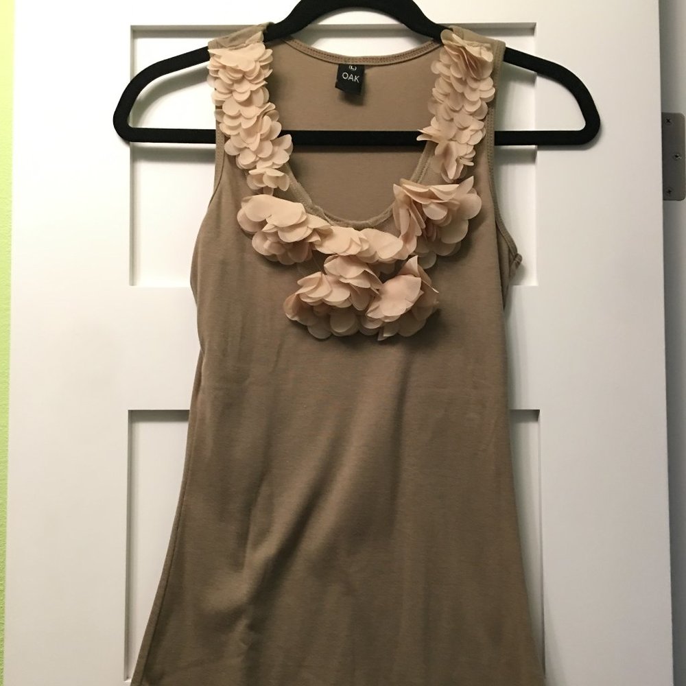 Oak Tank Top with Floral Neckline Detail